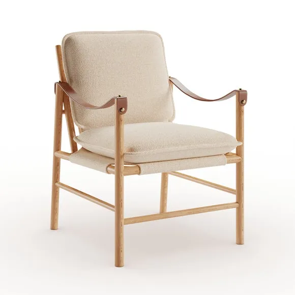 Explorer Wooden Frame Boucle Accent Chair 6