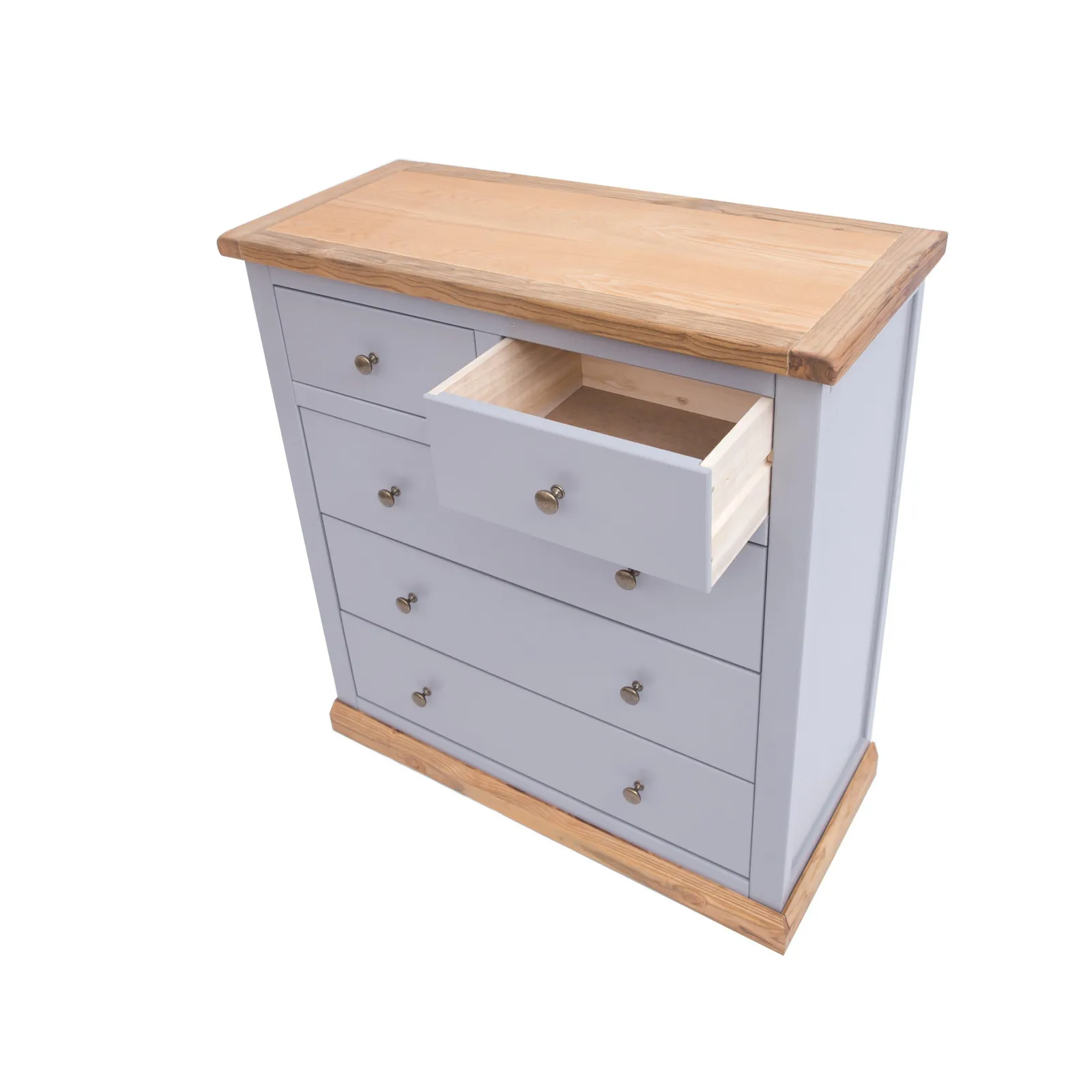 Cabinet Bits Bicarri 5 Drawer Chest of Drawers Brass Knob in Grey 4