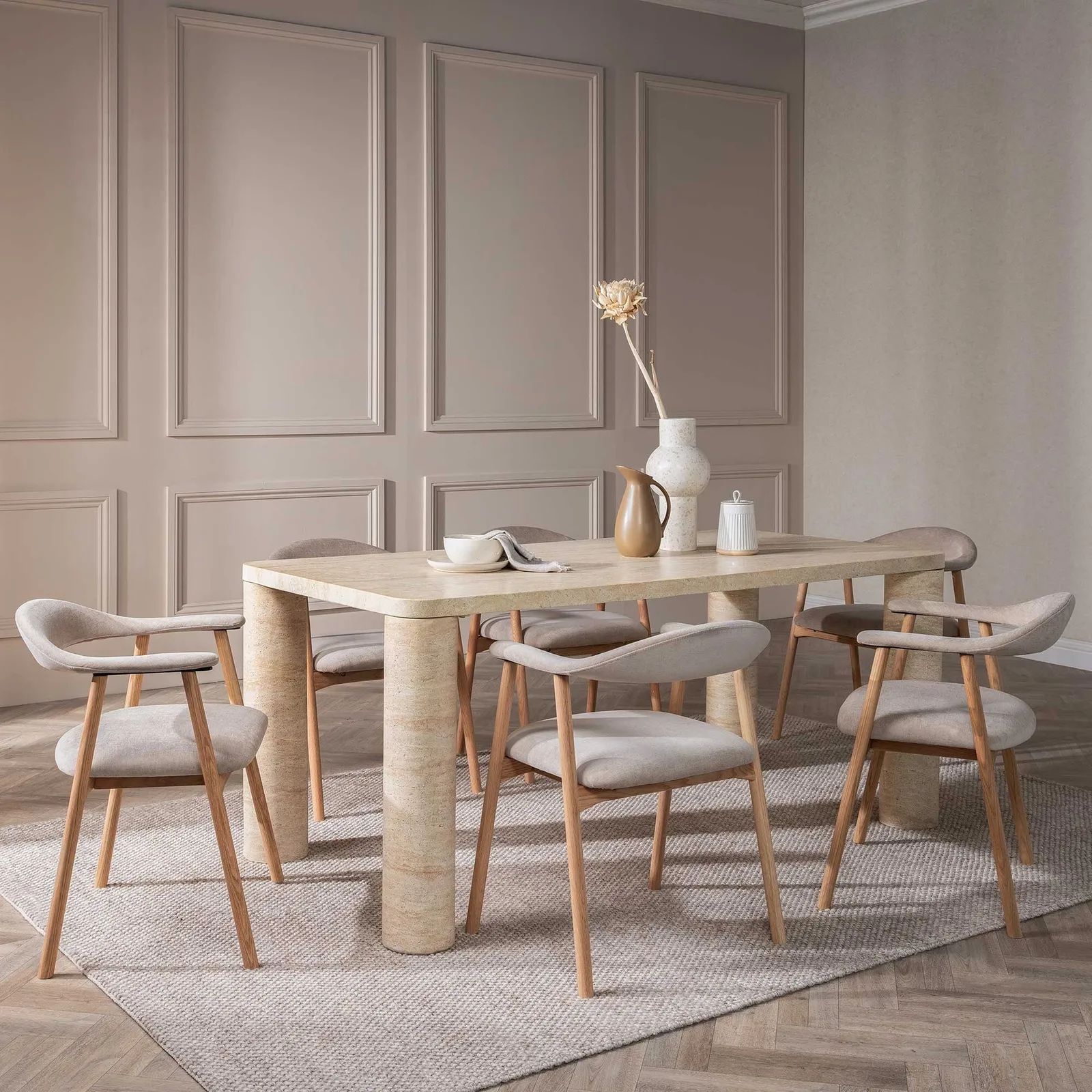 Lerman Dining Chair With Arms With Armrest, Neutral Oak | Barker & Stonehouse 2