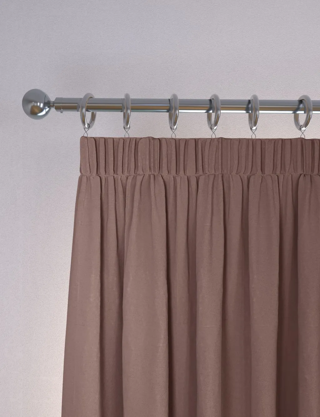 M&S Velvet Pencil Pleat Curtains Soft Pink