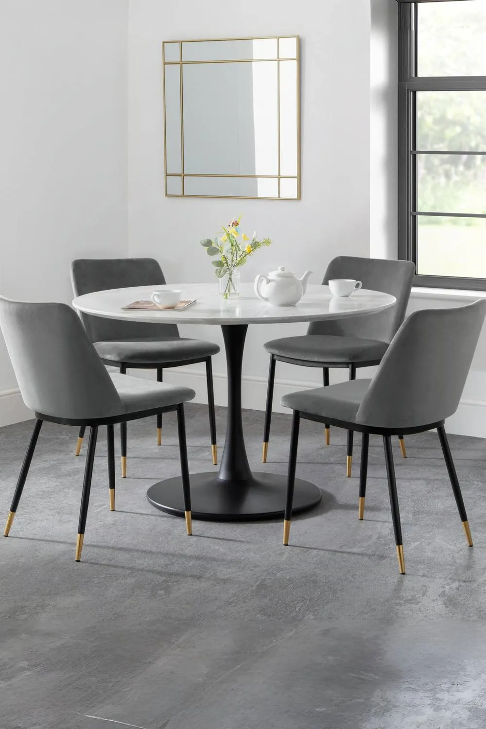 Julian Bowen Holland Round Pedestal 4 Seater Dining Table in White 2