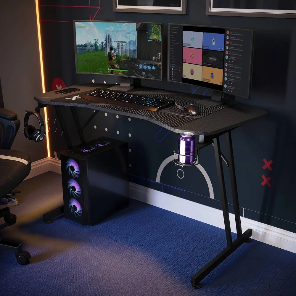 X Rocker Panther Evo 120cm Gaming Desk with Mousepad - Black
