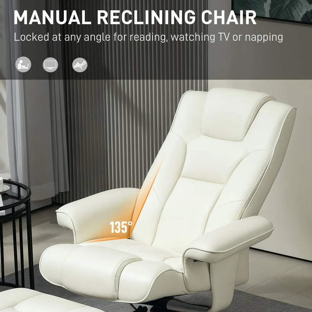 HOMCOM Reclining Armchair with Footstool & Adjustable Backrest, Cream 4