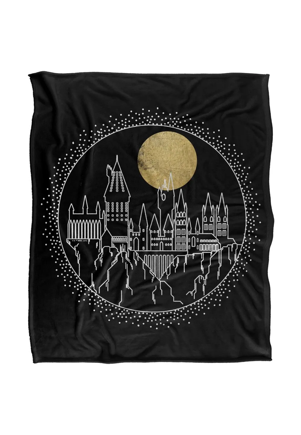 Harry Potter Hogwarts Full Moon Line Art Silky Touch Super Soft Throw Blanket 152 X 127 cm in White