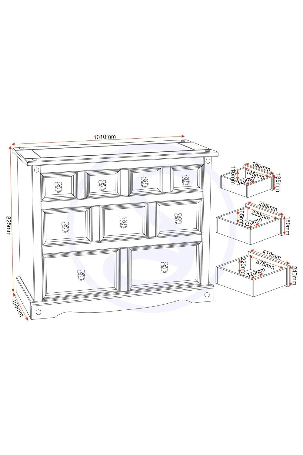 Seconique Corona 4+3+2 Drawer Merchant Chest in Natural 6