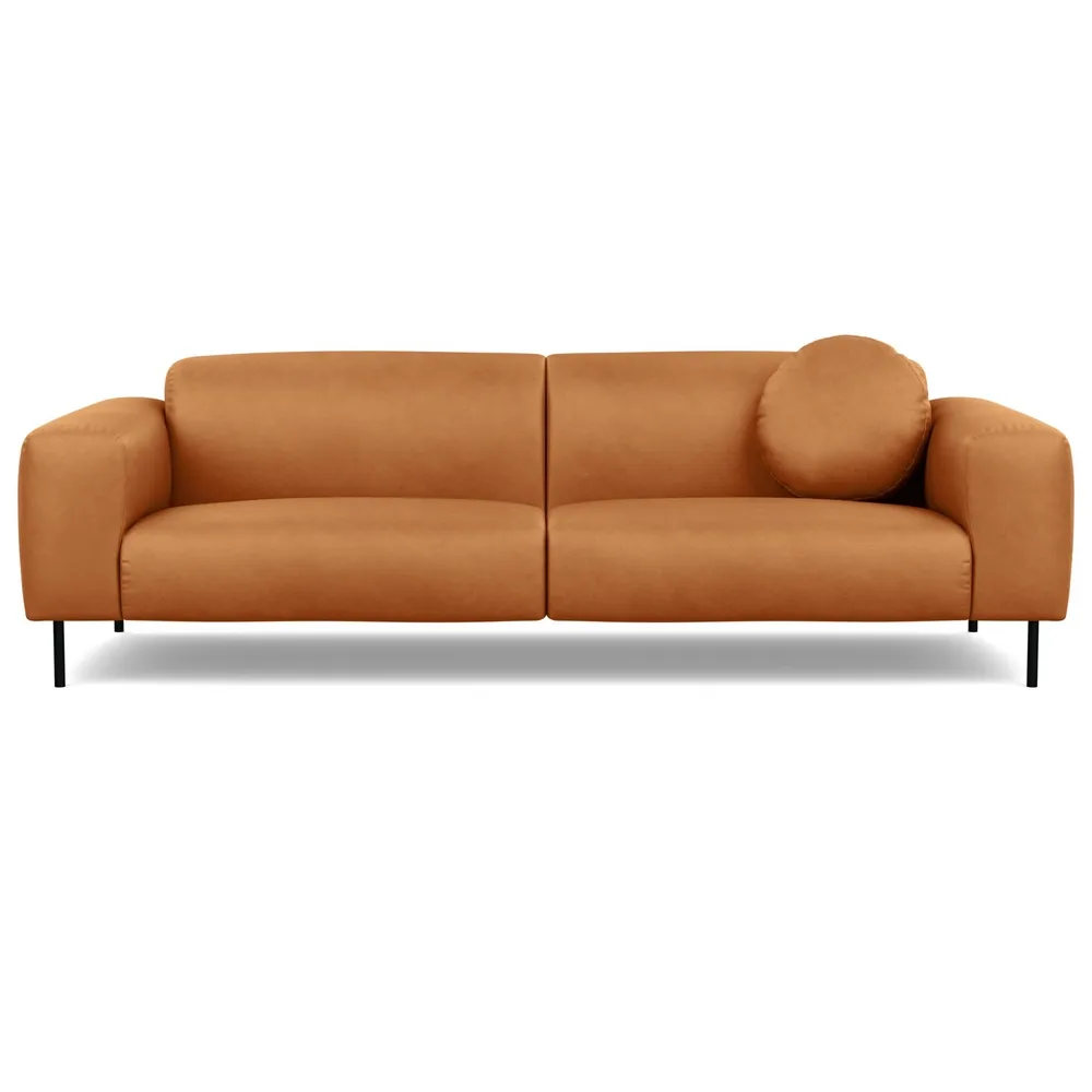 Heal's Luna 4 Seater Sofa Luxury Leather Canella Black Feet