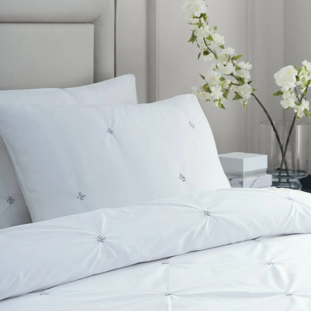 Paoletti Elysia Pinch Pleat 100% Cotton Embroidered Duvet Cover Set in Black 2