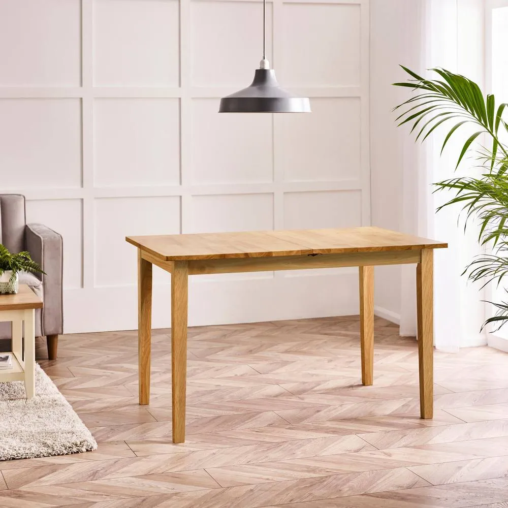 FurnitureboxUK Salcombe Extending Oak Effect Table with 2 Chairs & 2 Large Benches in Brown 5