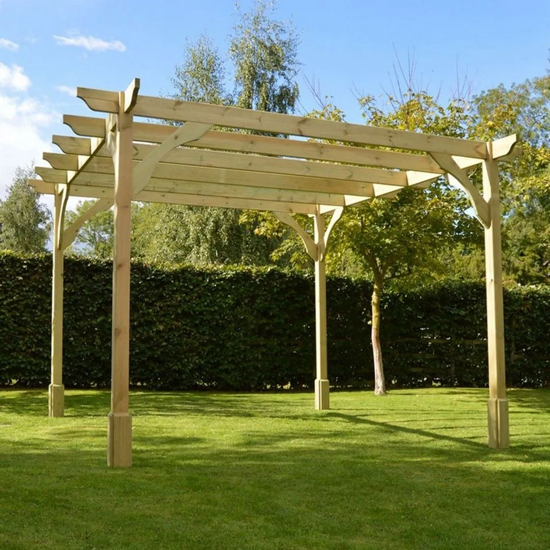 Rutland County Garden Furniture Ltd Premium Pergola - Wood - L180 x W180 x H270 cm - Rustic Brown in Light Green 2