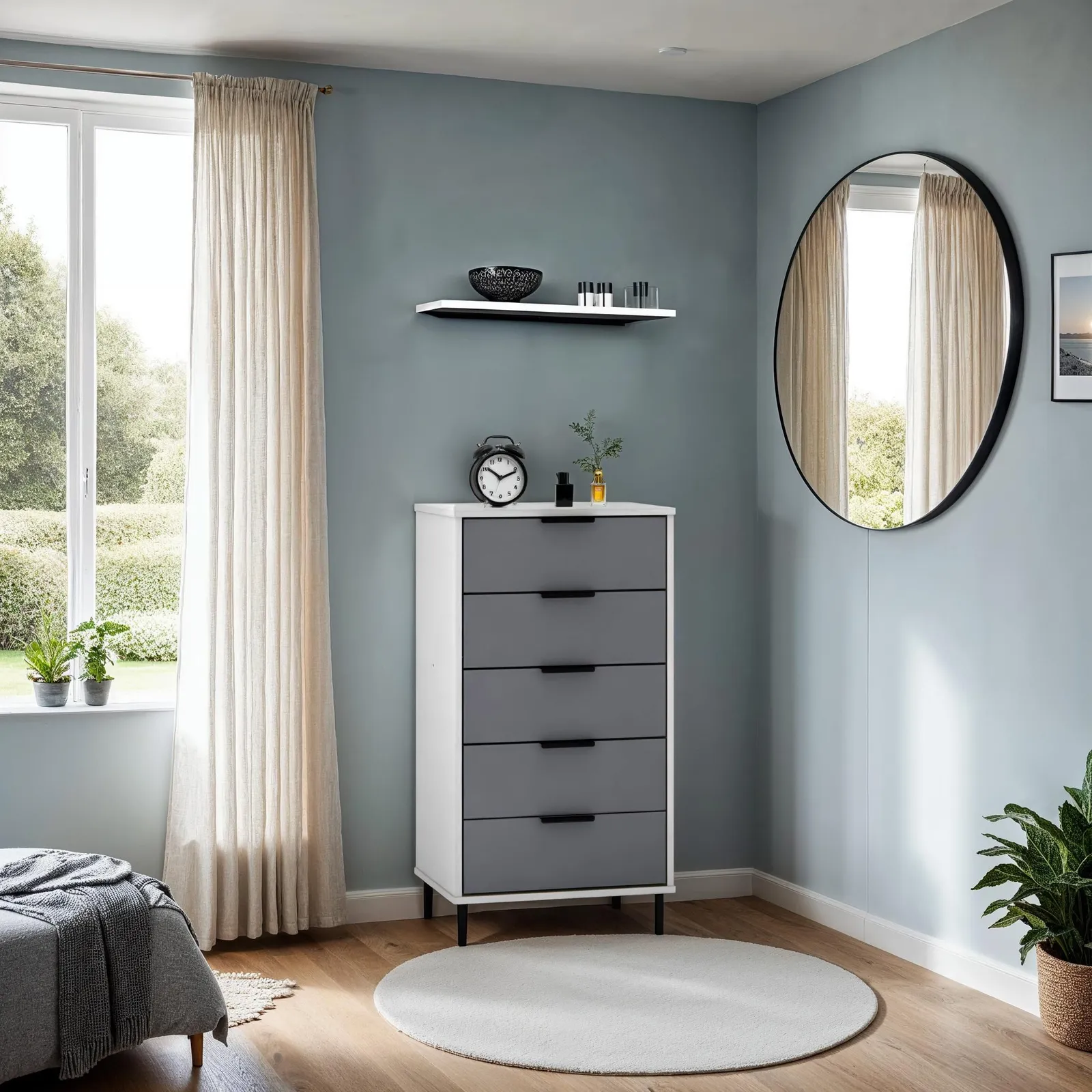 Seconique Madrid 5 Drawer Chest in Grey