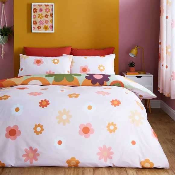 Retro Floral Polycotton Duvet Cover & Pillowcase Set 3