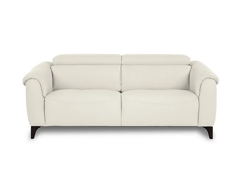 Nicole 3 Seater Leather Recliner Sofa with Headrests and Power Lumbar - Torello Bianco Puro