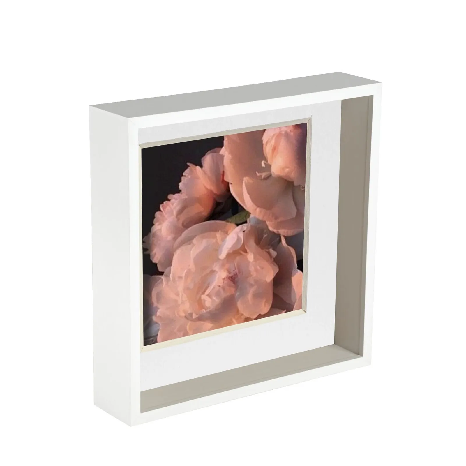 Nicola Spring 3D Deep Box Photo Frame - 10 x 10" with 8 x 8" Mount - White Mount 1