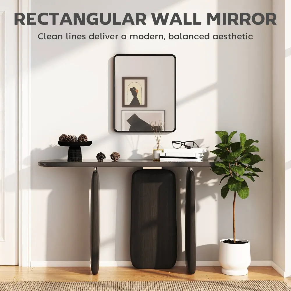 HOMCOM Rectangular Mirror with Metal Frame, Decorative Wall Mirror, Black 4