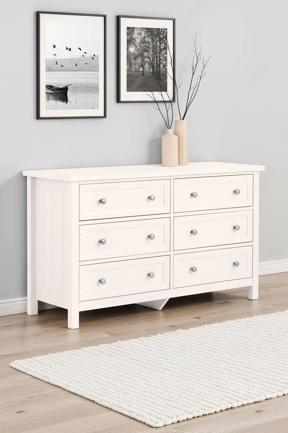 Julian Bowen Maine 6 Drawer Wide Chest in White
