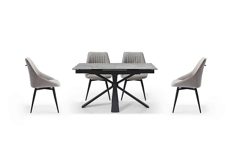 Crete Small Extending Dining Table and 4 Swivel Chairs - Taupe