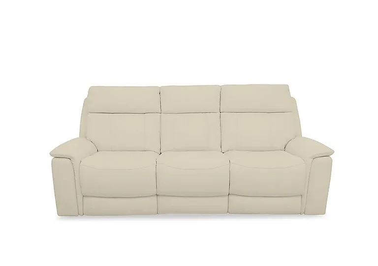 Chill Leather 3 Seater Power Recliner Sofa with Bluetooth and Drop Down Console - BV Bisque