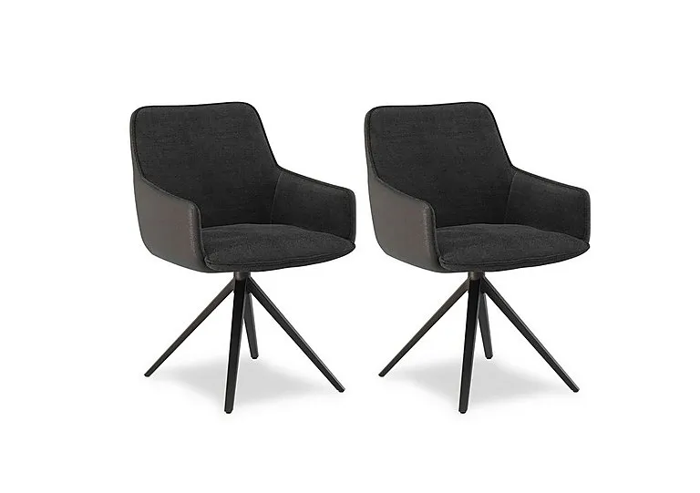 Jose Pair of Swivel Dining Arm Chairs - Anthracite