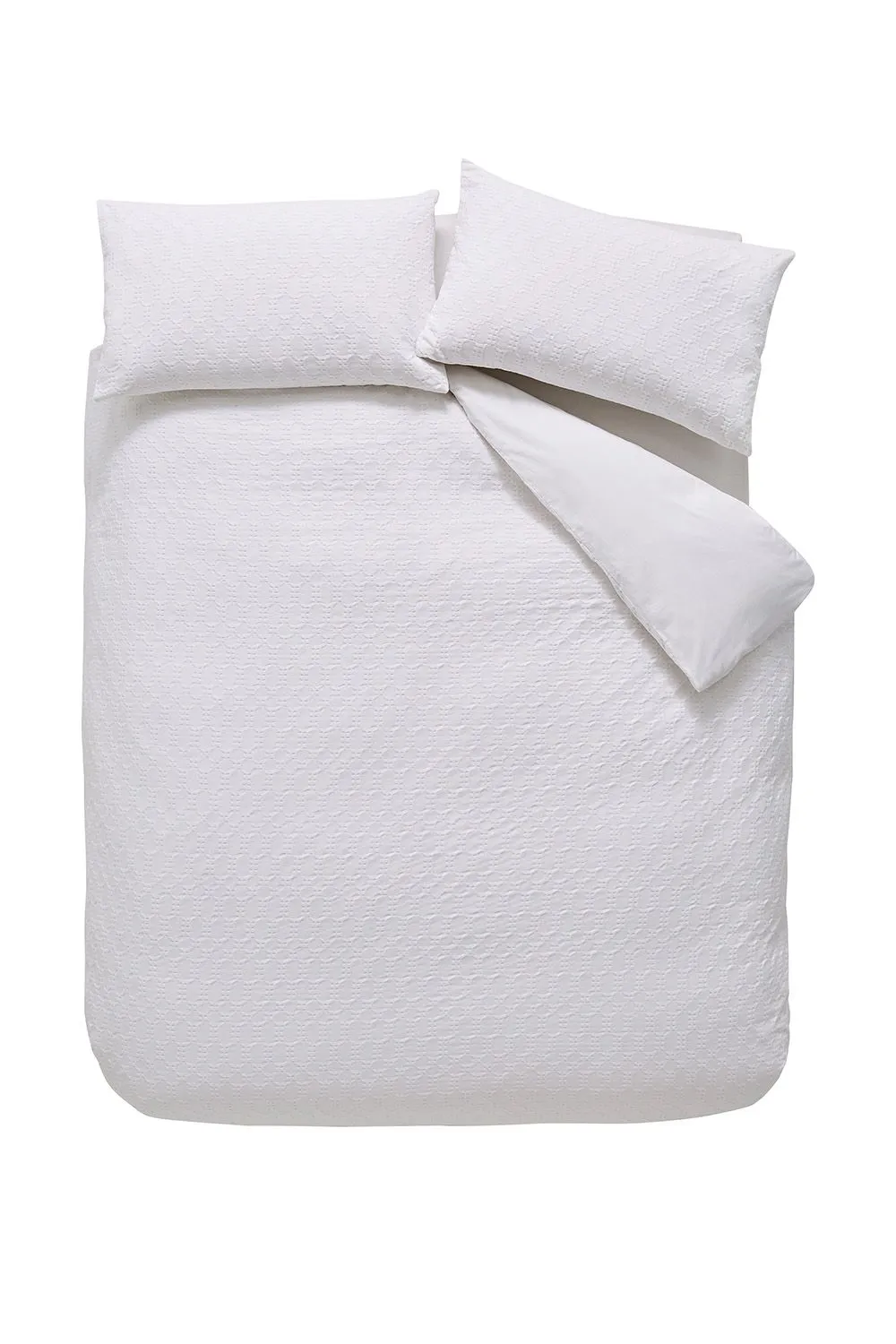 Bianca 'Waffle Cotton Circle' Duvet Cover Set in White 5