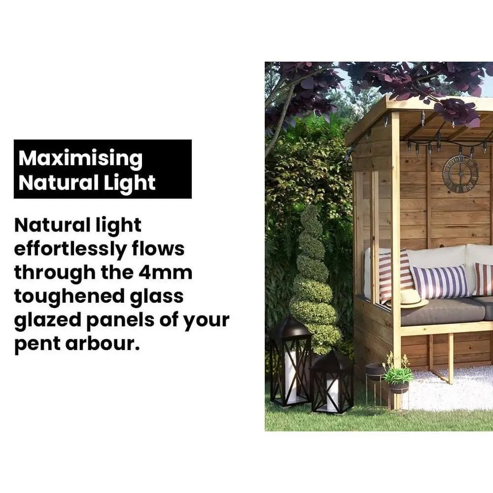 Dunster House Wooden Garden Arbour With Glazed Panels, W1.8m x D1.2m / W6' x D4' in Light Tan 2