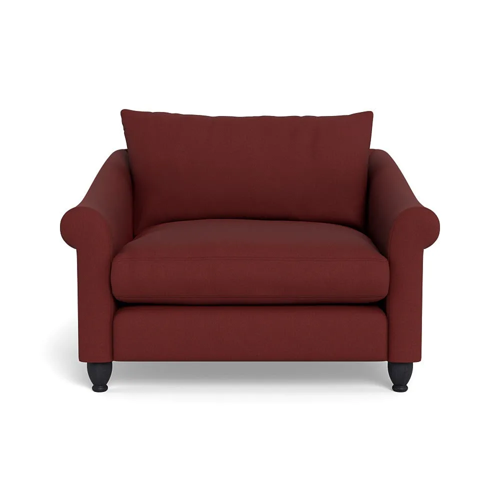 Heal's Devon Loveseat Capelo Linen-Cotton Etruscan Red Black Feet 1