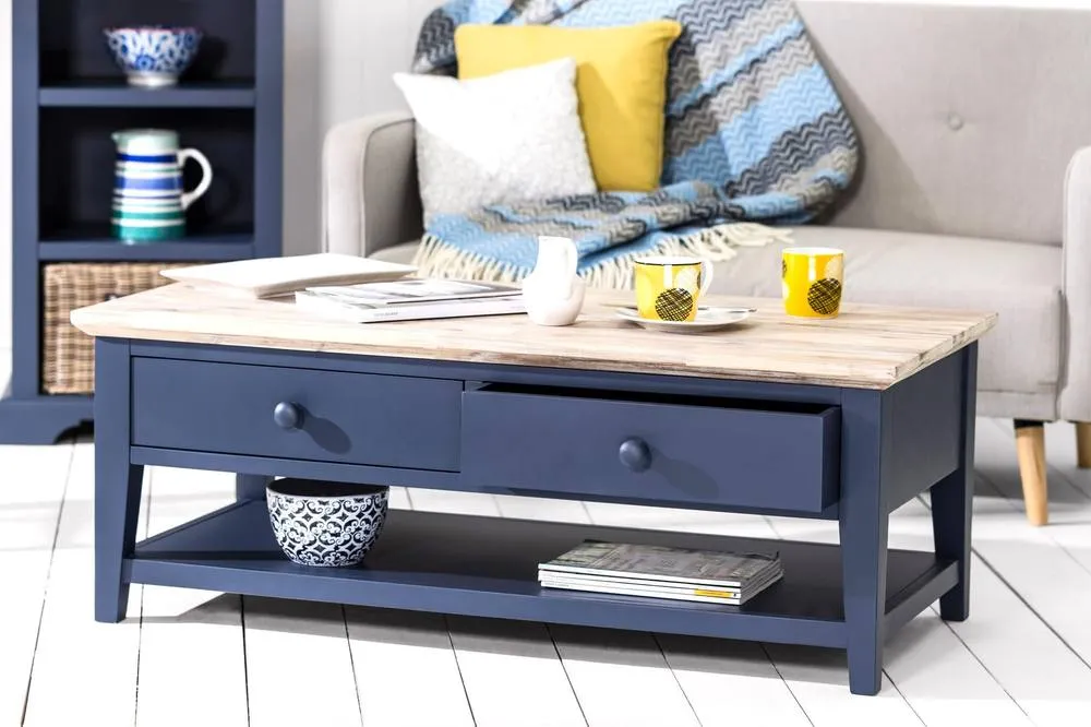 Statement Furniture Florence Coffee Table with Drawers in Navy 1