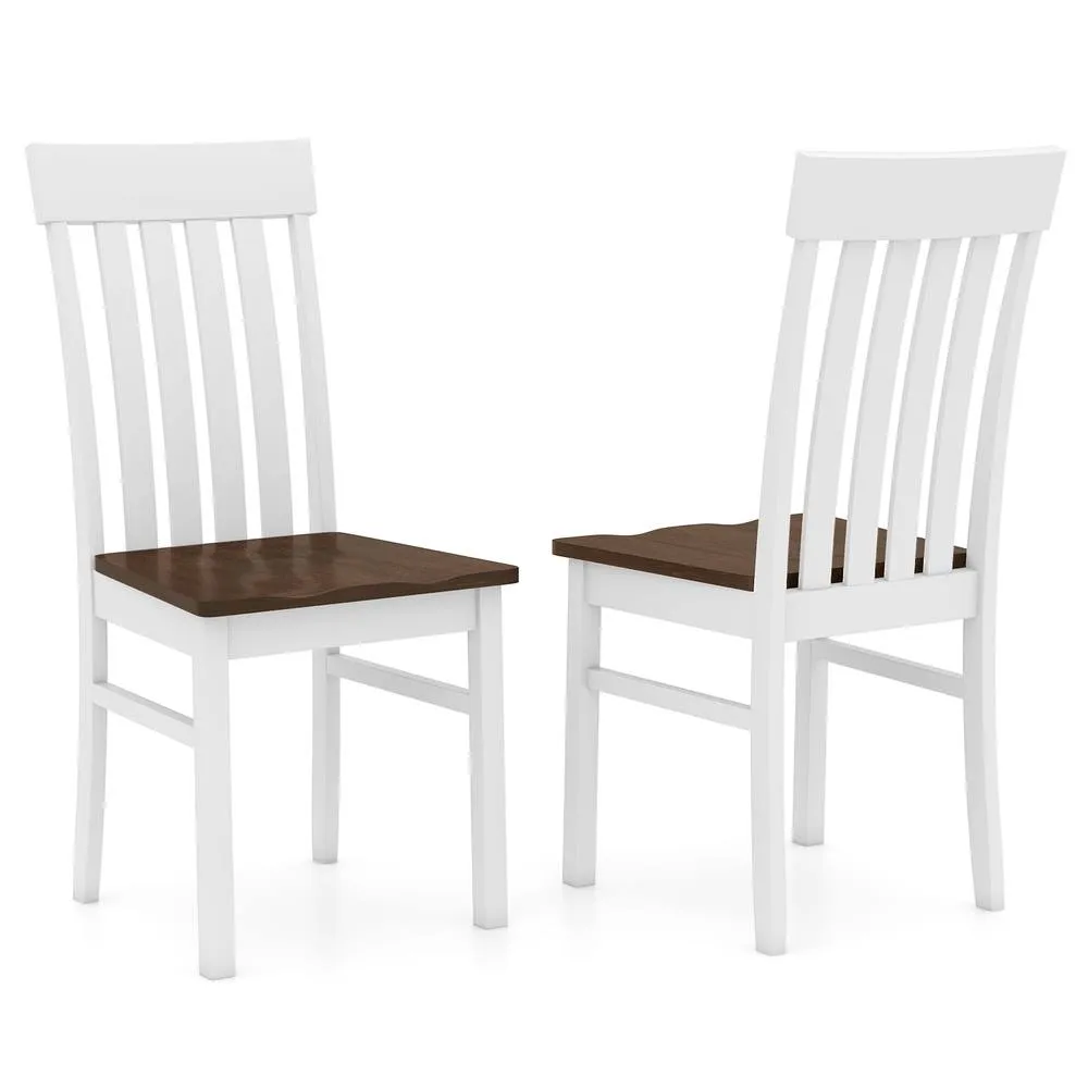 Costway Dining Chairs Set of 2 Dining Room Chairs w/Hollowed Backrests in White 3