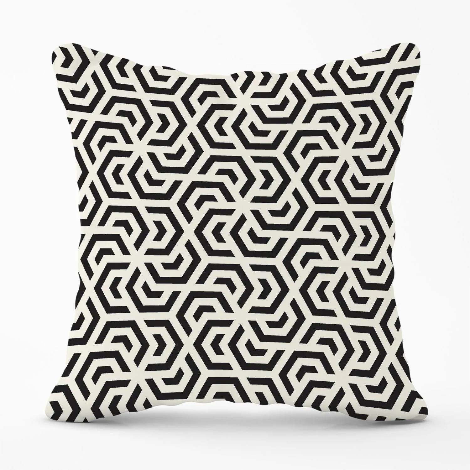 Warren Reed - Designer Hexagonal Geometric Pattern Outdoor Cushion in Black
