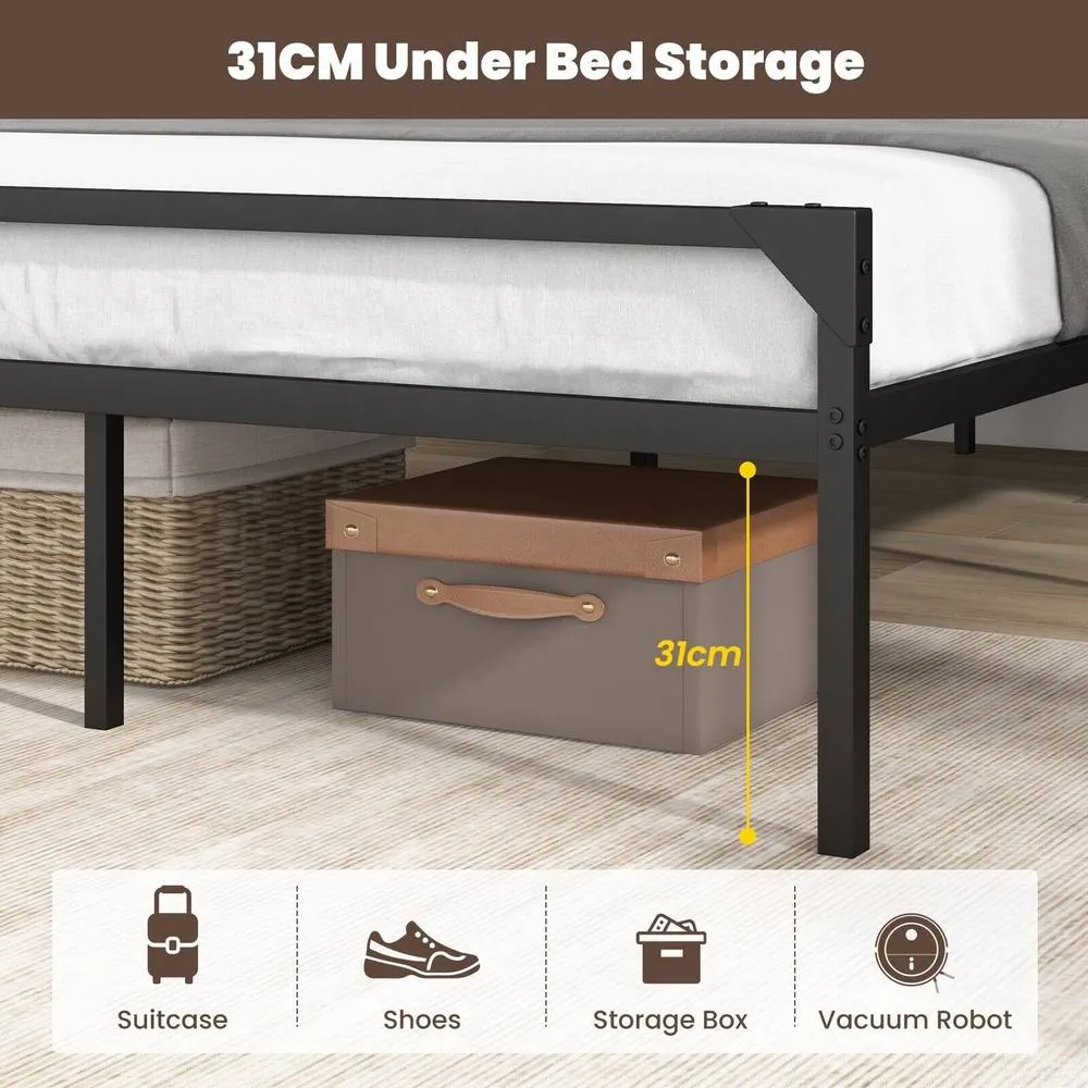 Costway Industrial Double Size Bed Frame Metal Platform Bed with 9 Legs in Brown 6