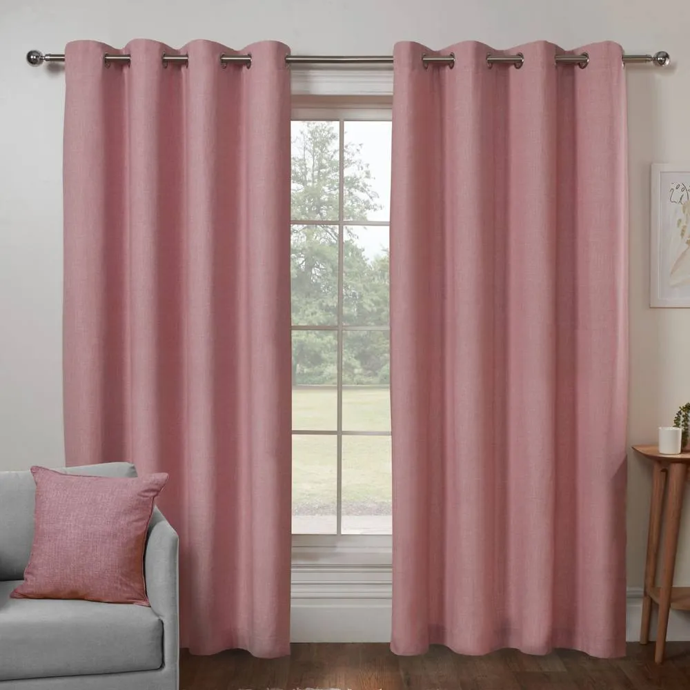 Smart Living Textured Print Eyelet Lined Curtains for Bedroom & Living - 2 Panels in Pink