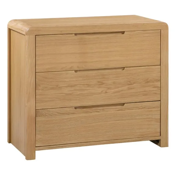 Curve 3 Drawer Chest, Oak 2