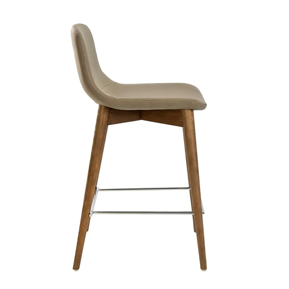 Angel Cerda Mink Leatherette Stool Walnut Legs (Model ) in Beige 6