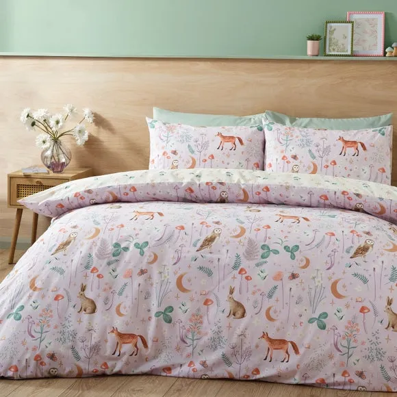 Catherine Lansfield Enchanted Twilight Animals Reversible Duvet Cover & Pillowcase Set