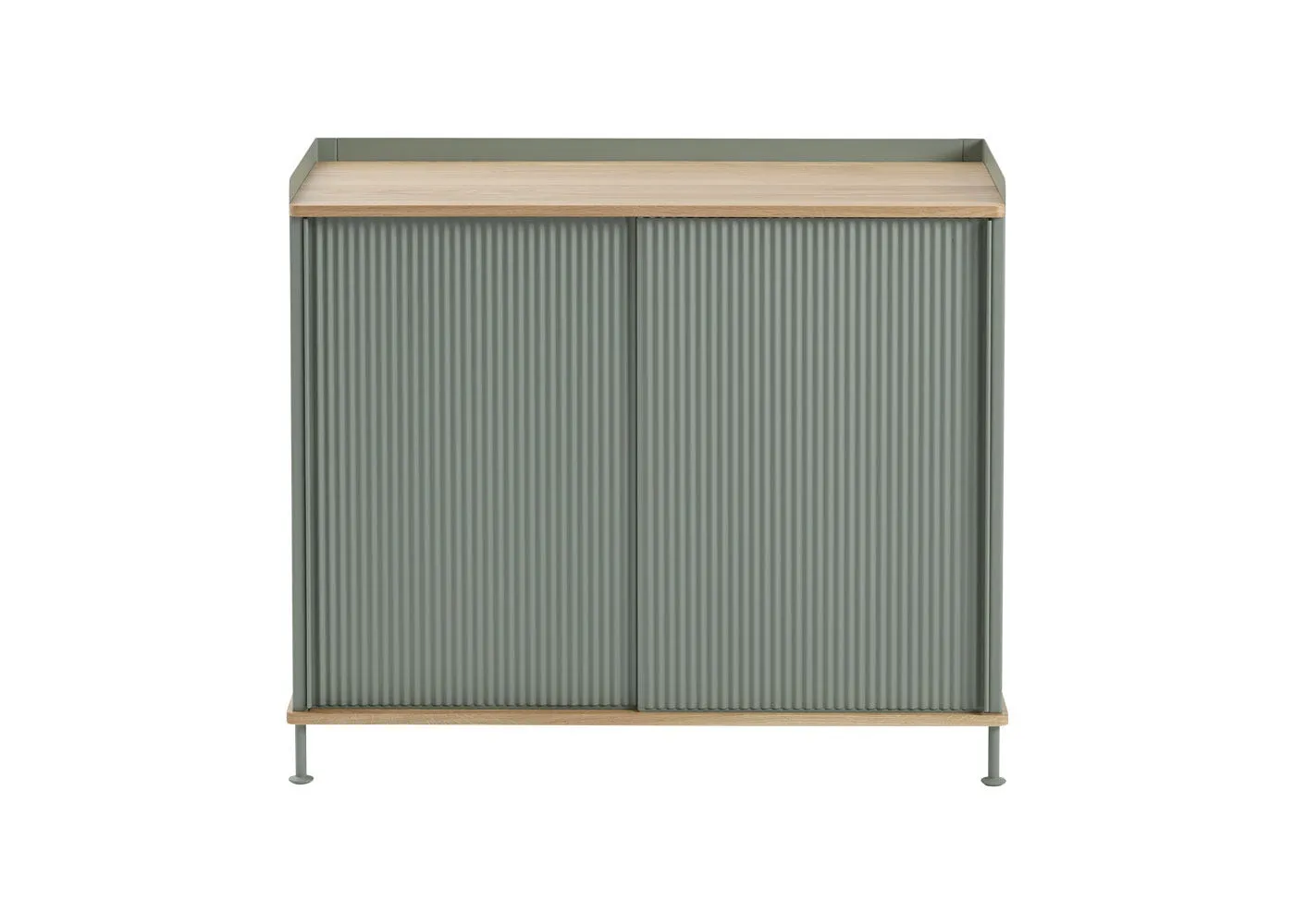 Muuto Enfold Tall Sideboard Dusty Green and Oak 1