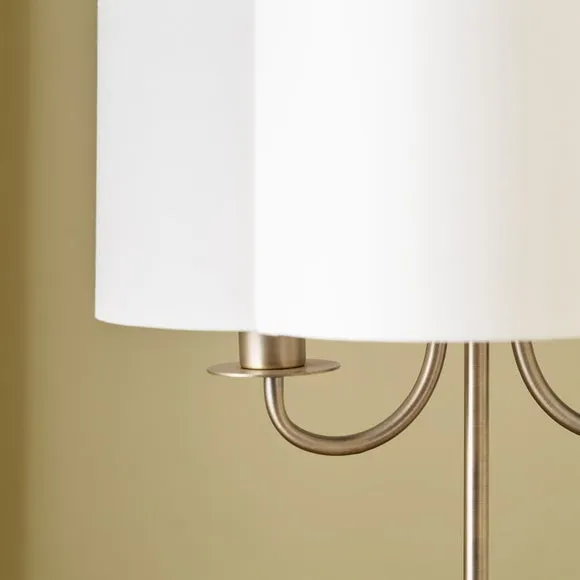 Pacific Lifestyle Seraphine Matt Metal and White Faux Silk Scallop Shaded Table Lamp 6