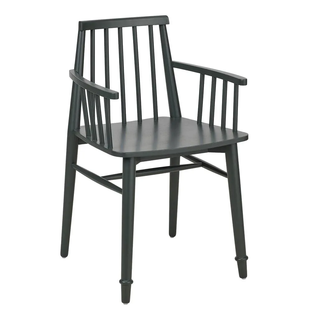 Statement Furniture Queensbury Wooden Dining Armchair with Slatted Back in Bottle Green