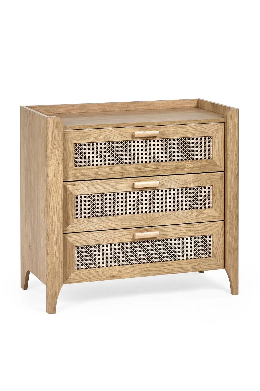 Julian Bowen Sydney Rattan Print 3 Drawer Chest in Light Oak 3