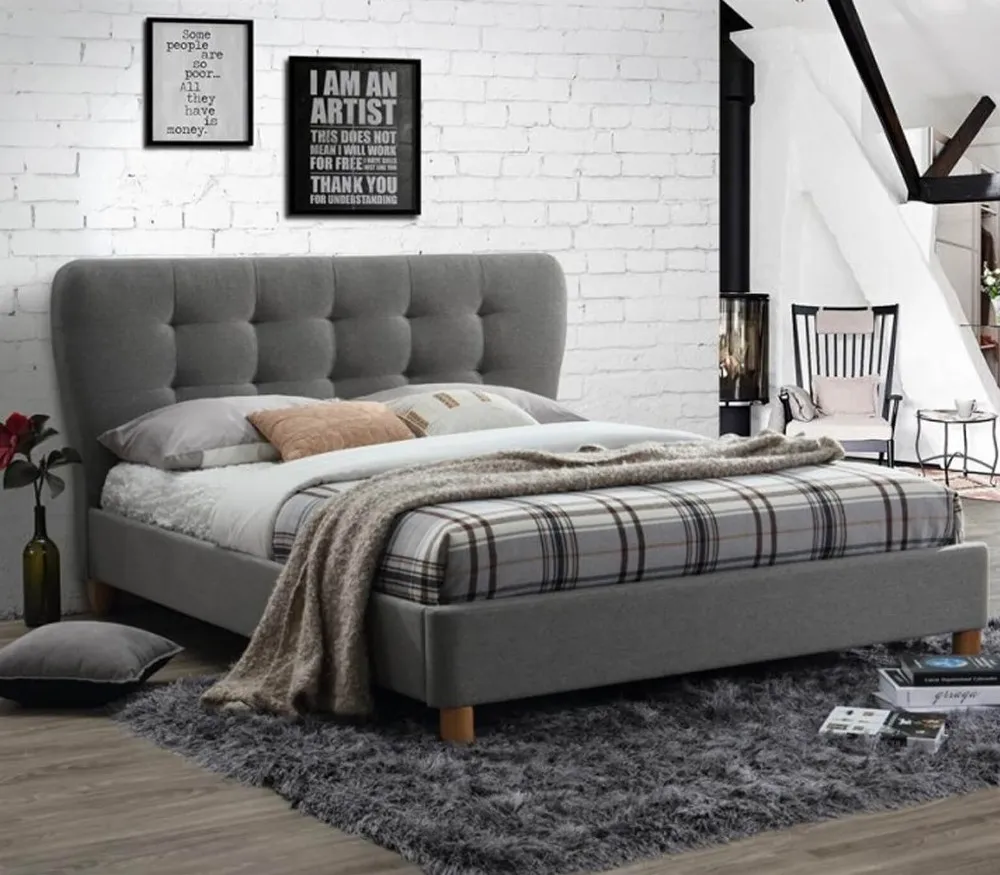 Stockholm - King Size - Grey - Fabric - Low Foot-End -5ft - Happy Beds