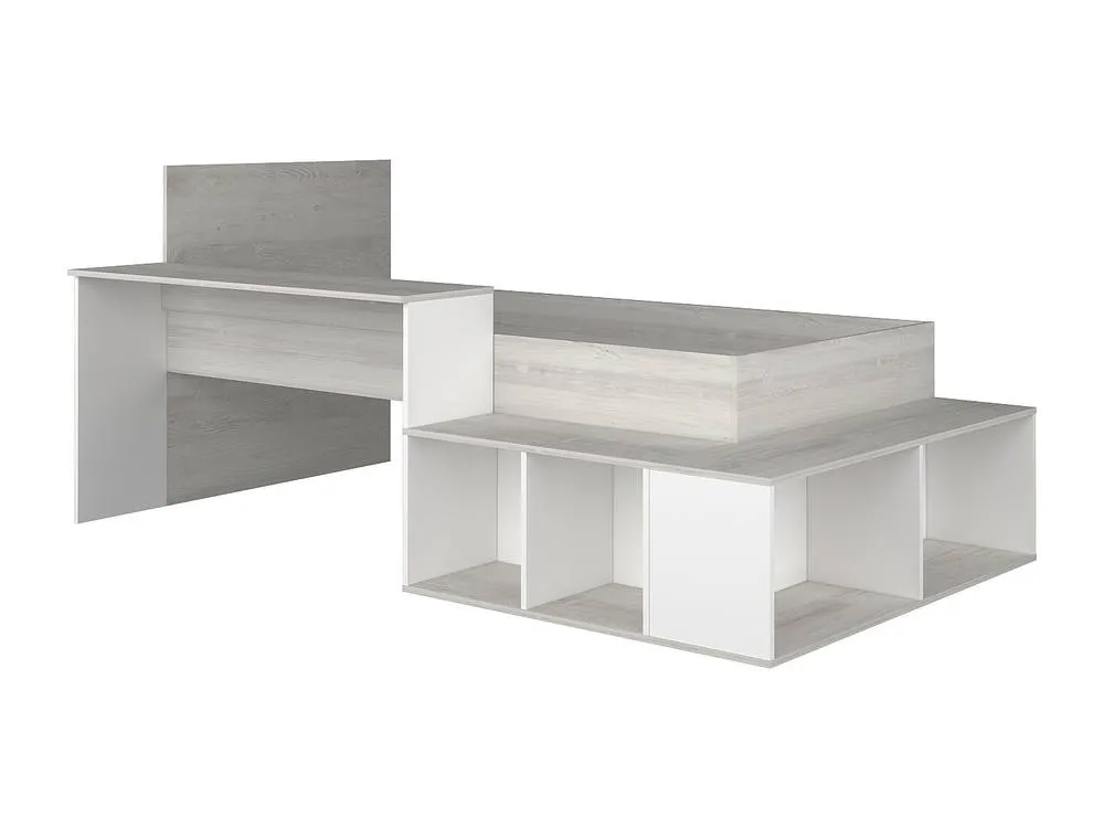 Vente-unique Combination Bed 90 X 200 Cm With Storage & Desk - Natural & White in Light Oak 5