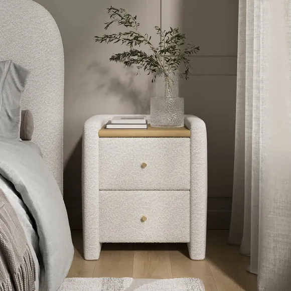 Squidge 2 Drawer Boucle Bedside Table