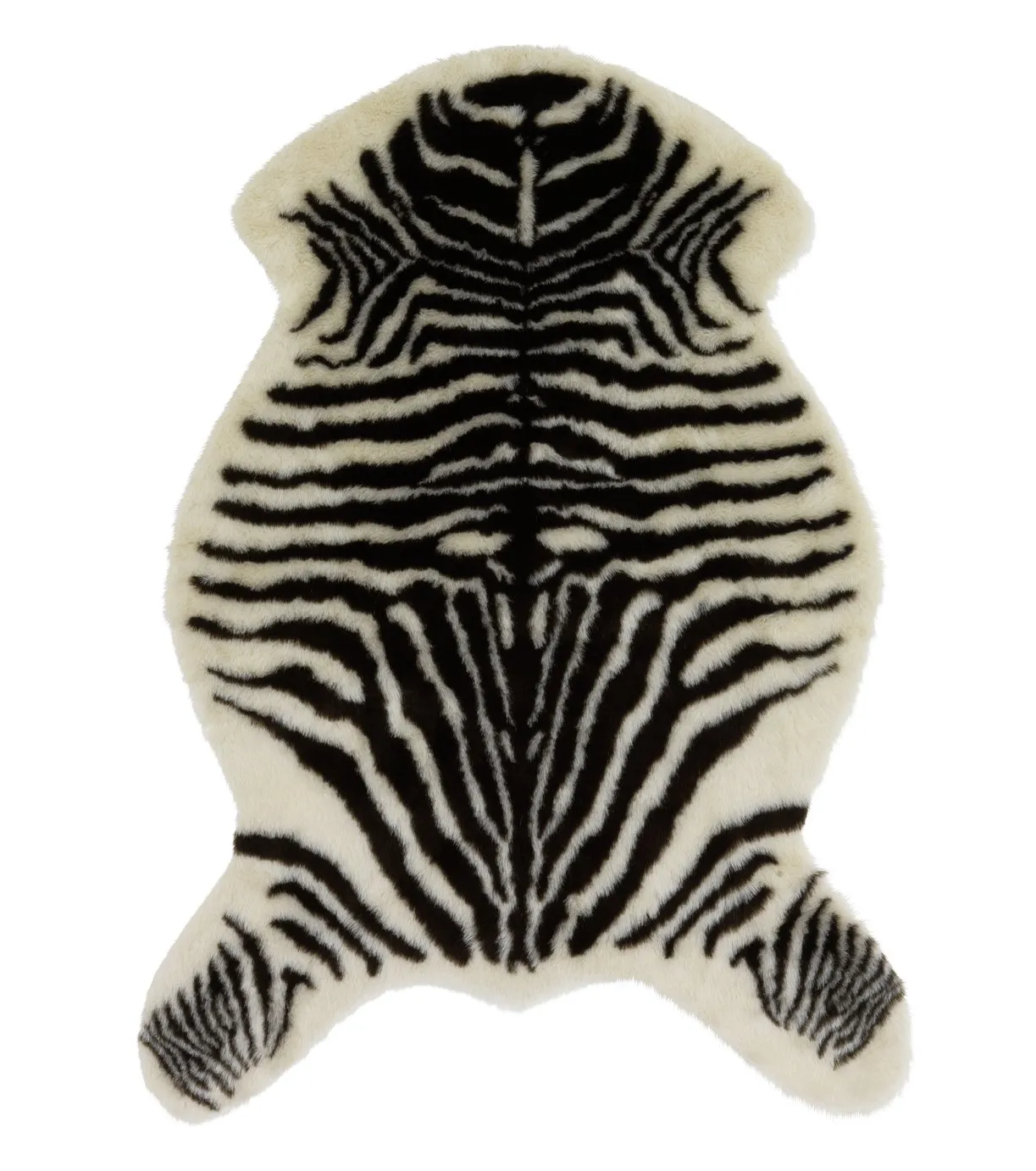 Habitat Zebra Faux Fur Cut Pile Rug - 60x90cm - Monochrome