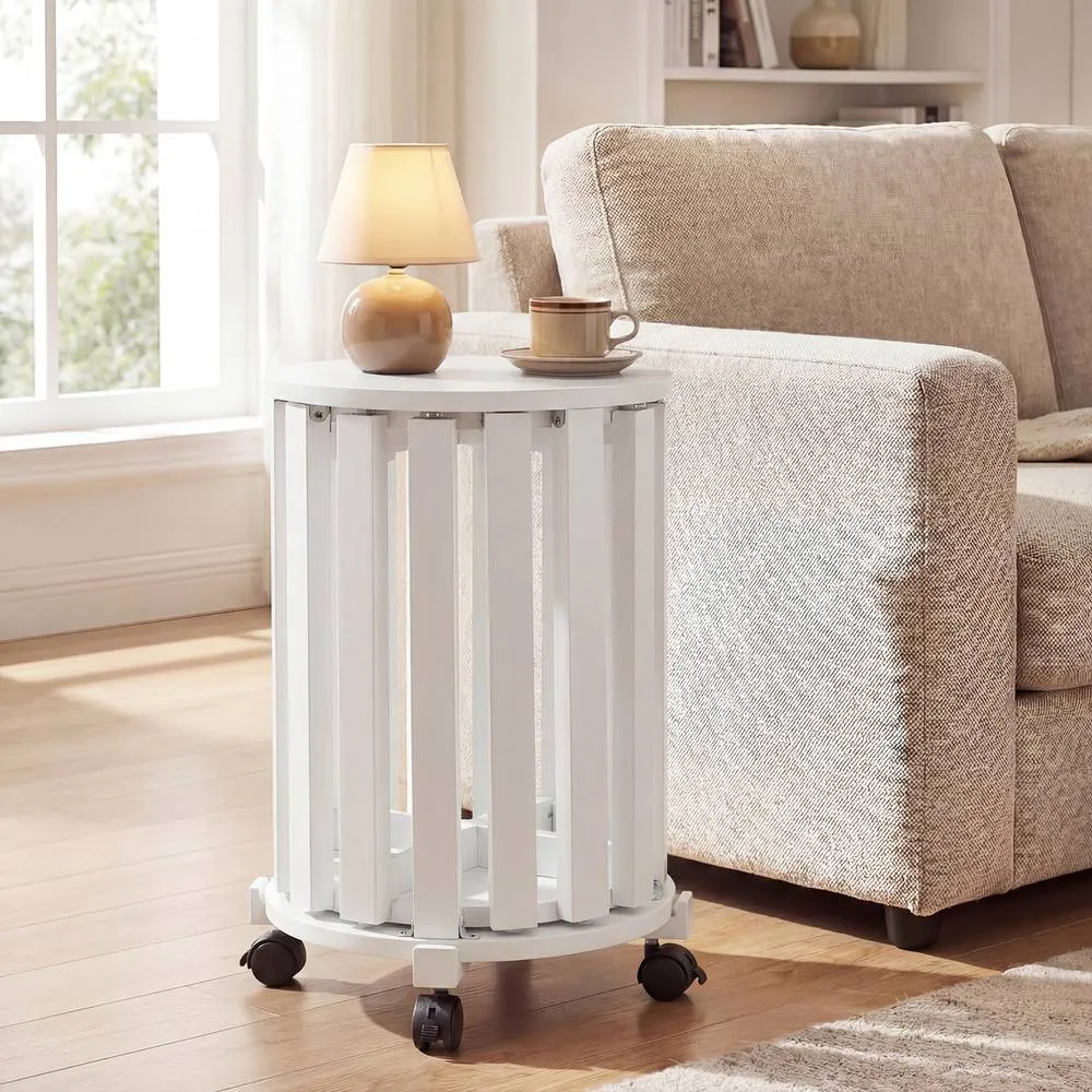 Costway 4PCS Stackable Stools w/ Rolling Base Wooden Nesting Dining Chair in White 6