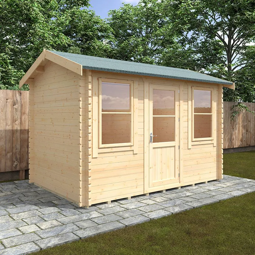 Buttercup Farm 12x8w The Skipton Plus 44mm Cabin - L355 x W235 x H262.3 cm in Natural 2