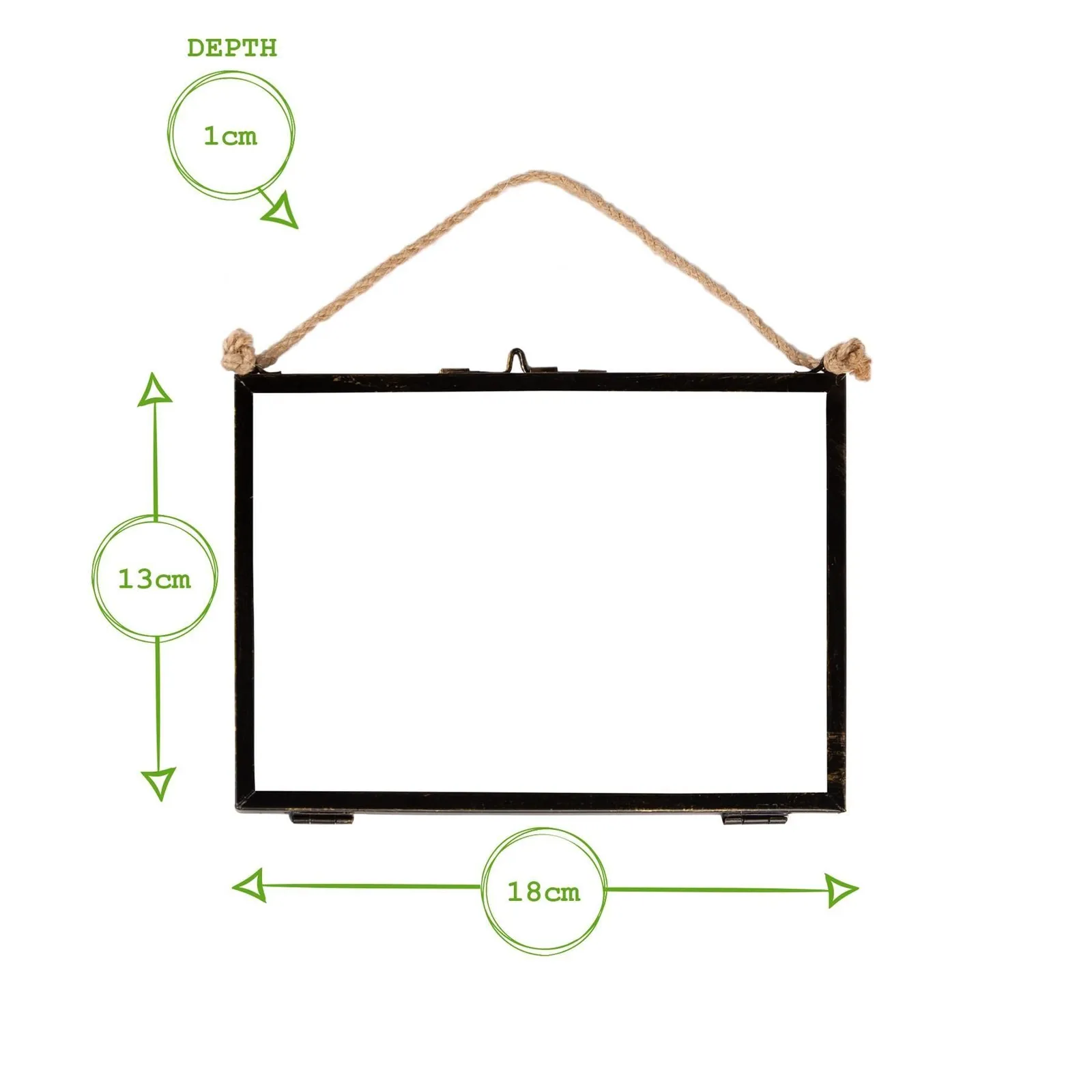 Nicola Spring Hanging Metal Photo Frame - 7" x 5" - Black - Picture Frame Wall Mounted Frame with Rope 3