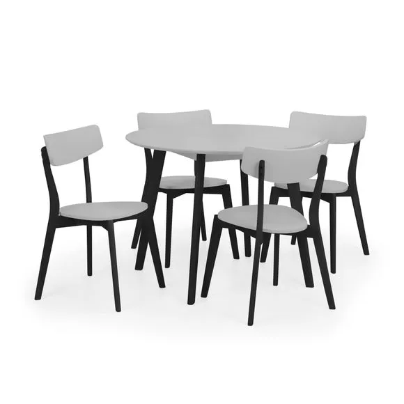 Casa 4 Seater Round Dining Table, Grey and Black 5