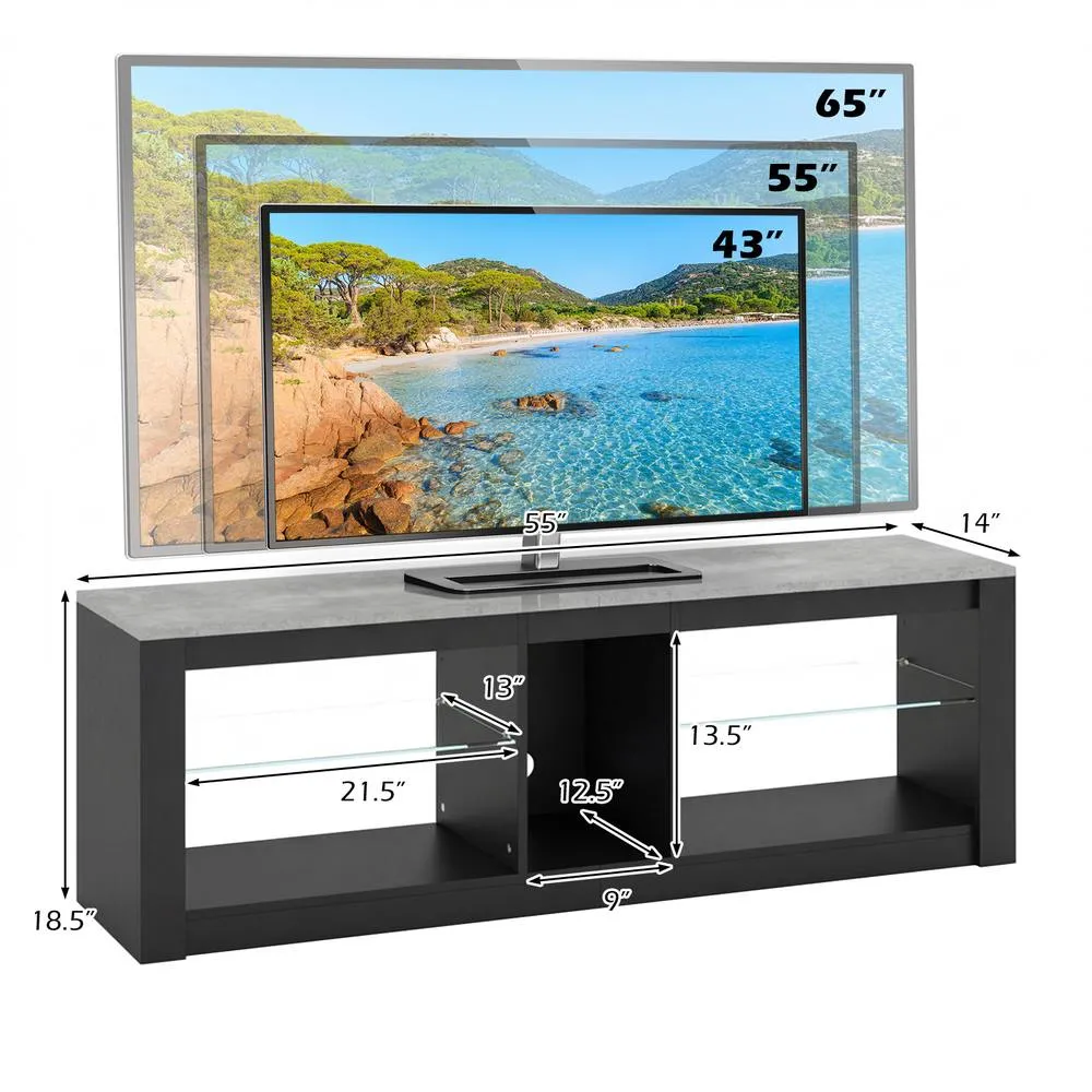 Costway Modern Entertainment Center LED Gaming TV Console Table in Dark Grey 2