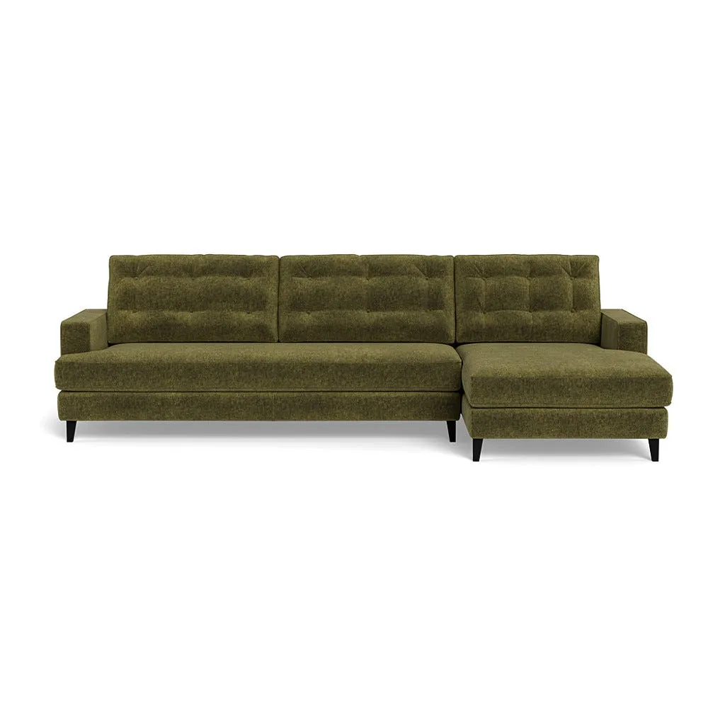 Heal's Mistral Right Hand Facing Corner Sofa Boucle Velvet Wilder Black Beech Feet 1