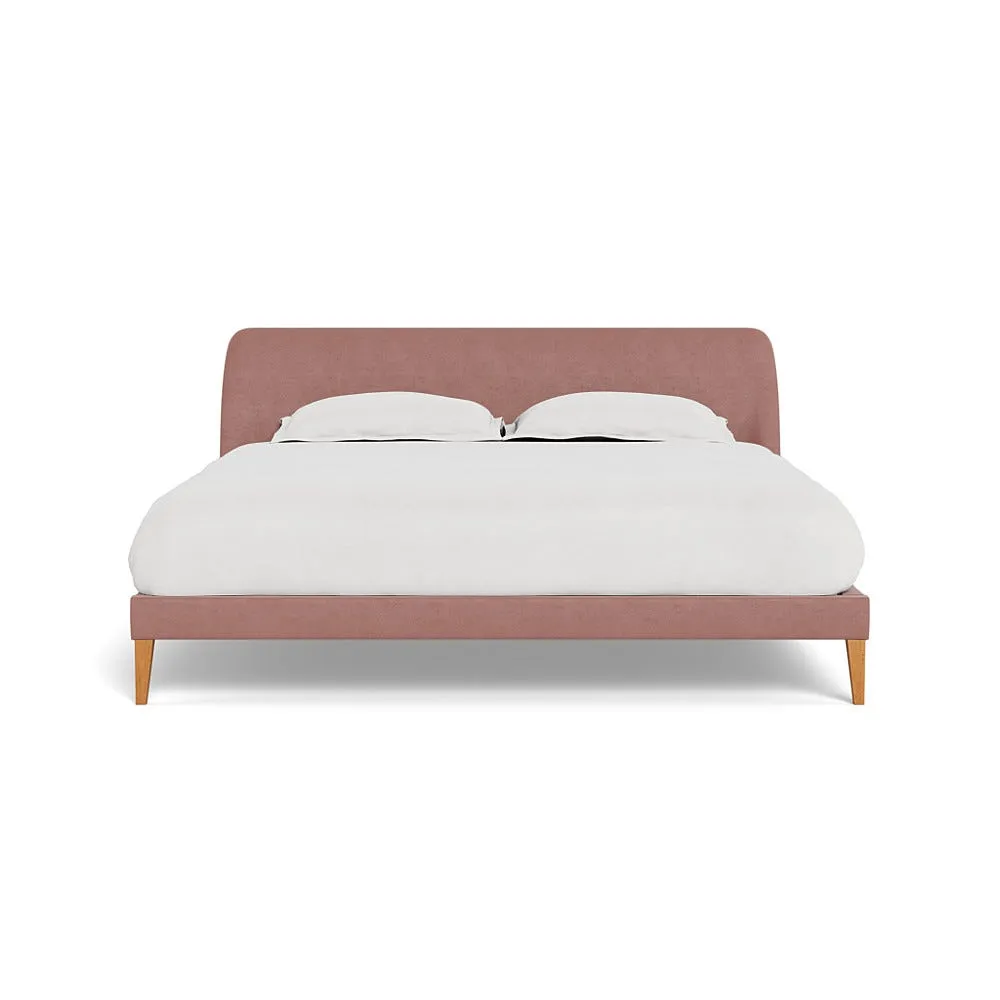 Heal's Wallis Bedstead Super King Smart Luxe Velvet Dusky Pink Stained Oak Feet