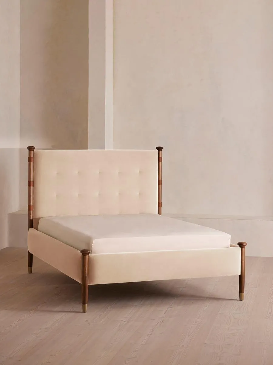 Paolo Bed, Double, Velvet, Porcelain