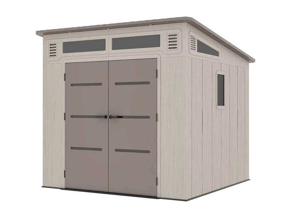 Vente-unique Resin Lean-To Garden Shed 6, 5 Cm With Floor - 22 mm in Brown 5